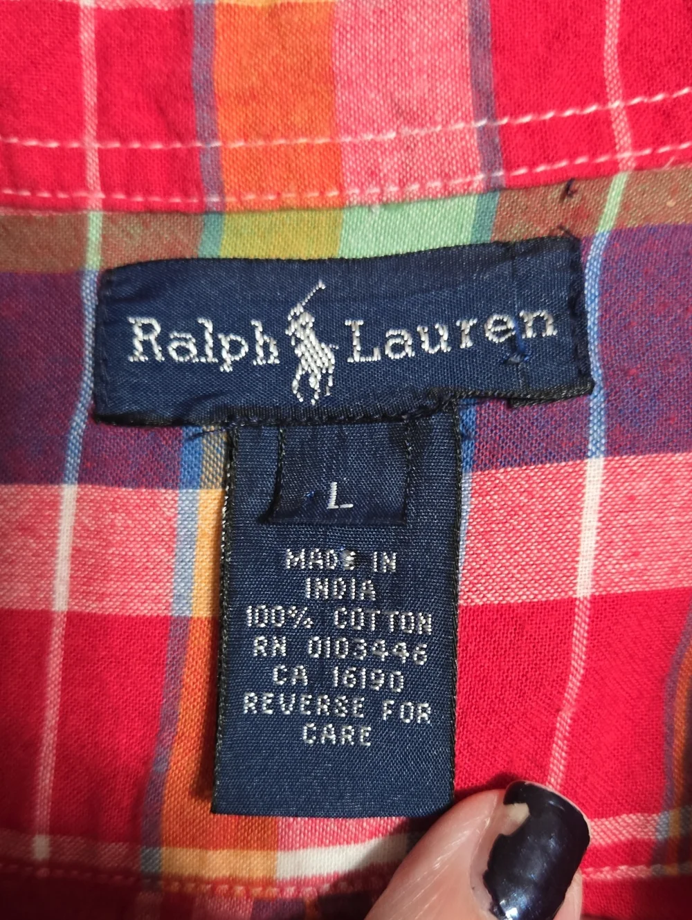 Ralph Lauren Boys  Multicolor Plaid Short‑Sleeve Button‑Down Shirt Size Large